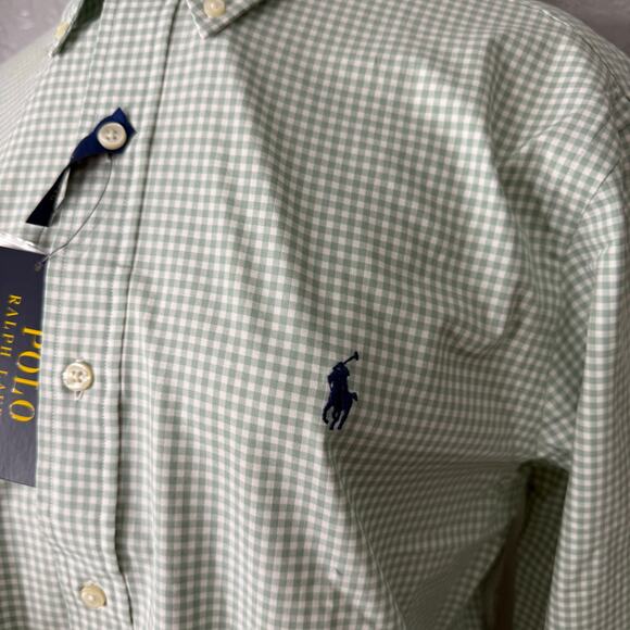 Polo Ralph Lauren Classic Fit Gingham Stretch Poplin Shirt, Green/White, M - Picture 5 of 5